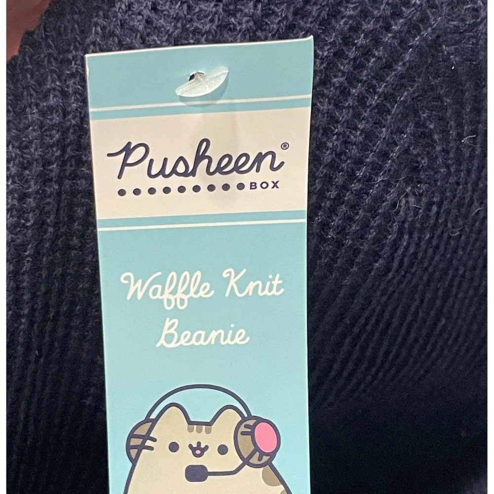 Pusheen Waffle Knit Beanie Hat‎ Navy Blue Gamer Pusheen I'm Busy Winter Box - Picture 3 of 4